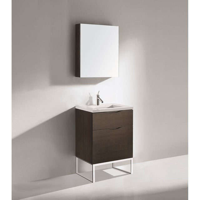 Madeli - Madeli Milano 24'' Free Standing Vanity Cabinet Walnut/HW: Polished Chrome(PC) - Walnut With Polished Chrome