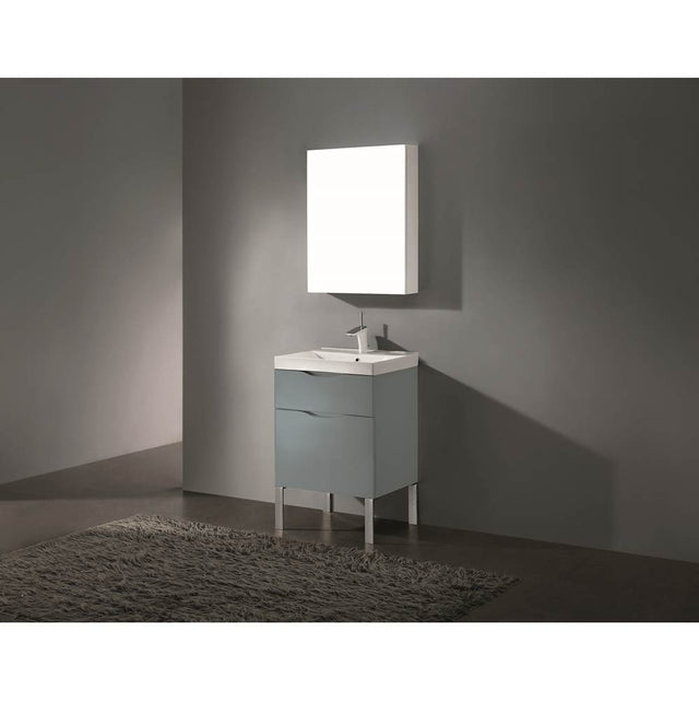 Madeli - Madeli Milano 24'' Free Standing Vanity Cabinet Studio Grey/HW: Polished Nickel(PN) - Studio Gray With Polished Nickel
