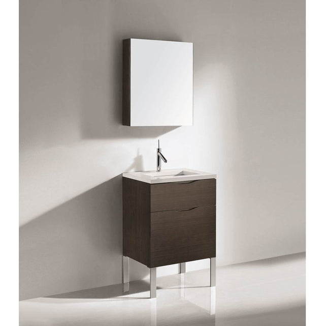 Madeli - Madeli Milano 24'' Free Standing Vanity Cabinet Walnut/HW: Polished Chrome(PC) - Walnut With Polished Chrome