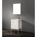 Madeli - Madeli Milano 24'' Free Standing Vanity Cabinet White/HW: Satin Brass(SB) - White With Satin Brass