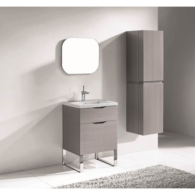Madeli - Madeli Milano 24'' Free Standing Vanity Cabinet Ash Grey/HW: Brushed Nickel(BN) - Ash Gray With Brushed Nickel