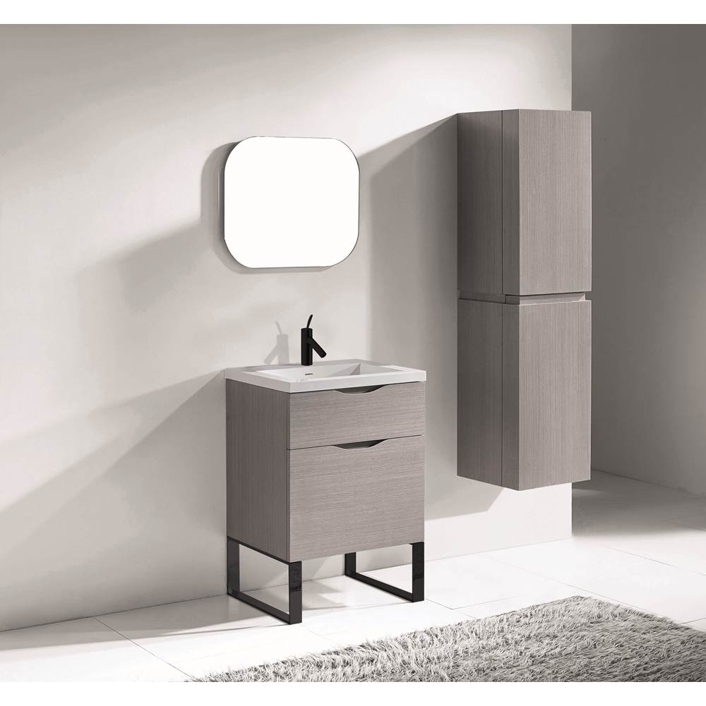 Madeli - Madeli Milano 24'' Free Standing Vanity Cabinet Ash Grey/HW: Matte Black(MB) - Ash Gray With Matte Black