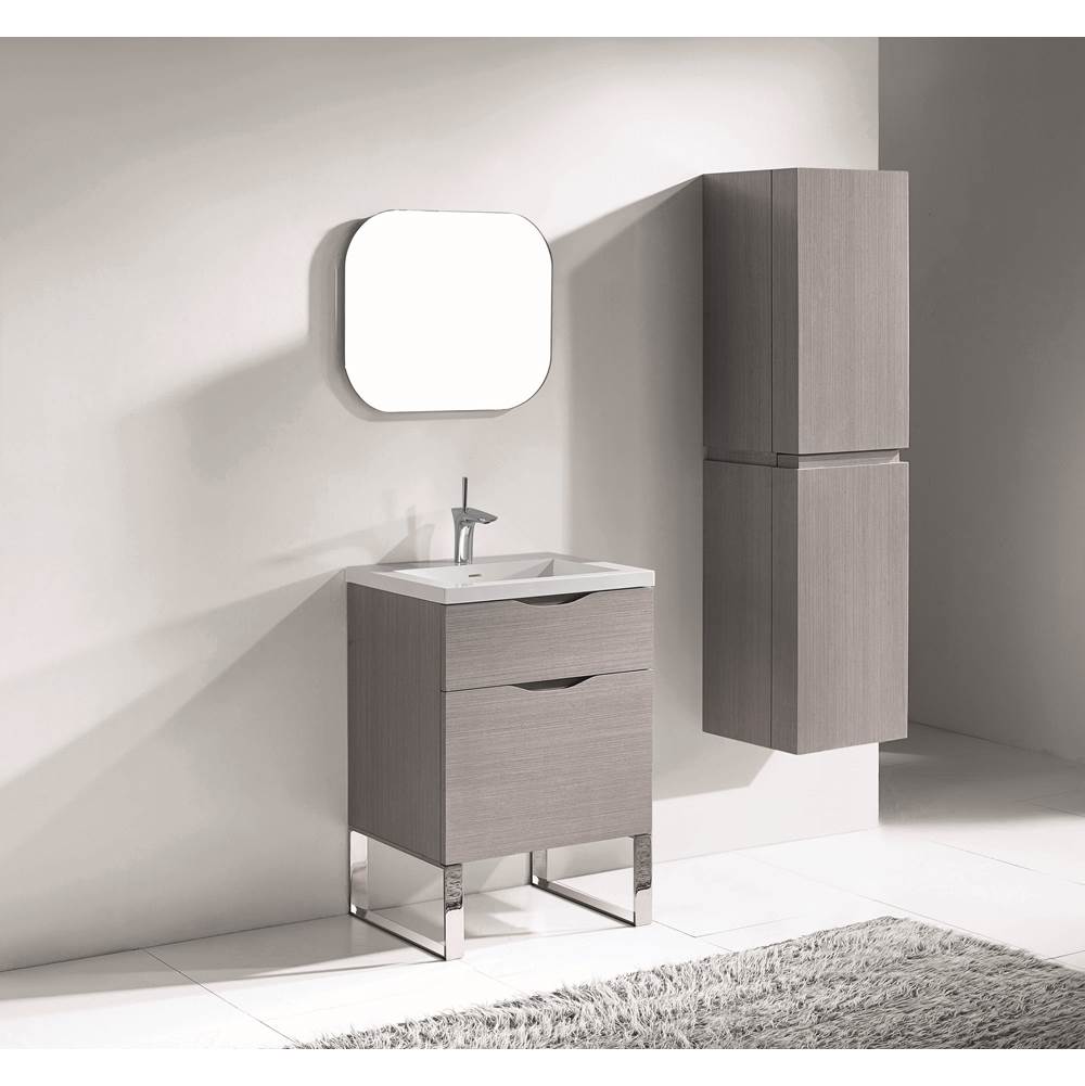 Madeli - Madeli Milano 24'' Free Standing Vanity Cabinet Ash Grey/HW: Polished Chrome(PC) - Ash Gray With Polished Chrome