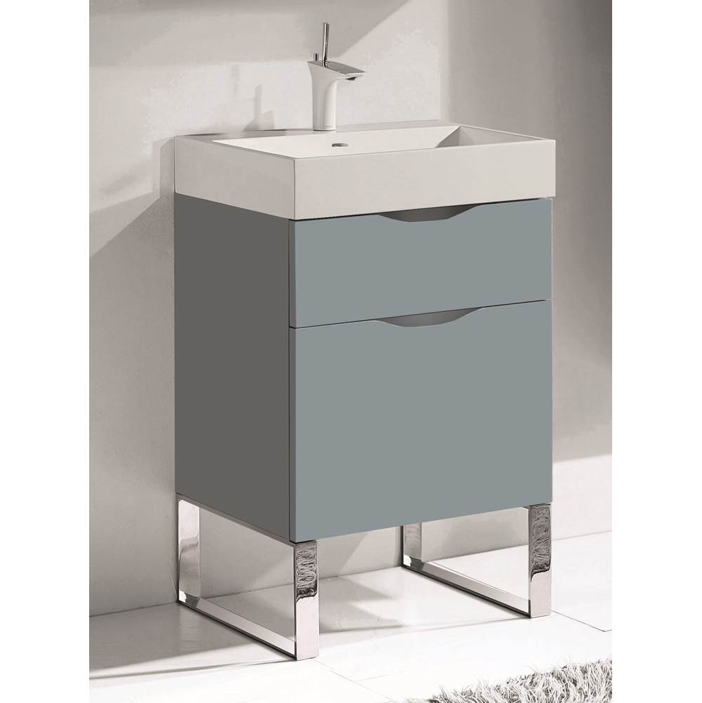 Madeli - Madeli Milano 24'' Free Standing Vanity Cabinet Studio Grey/HW: Polished Chrome(PC) - Studio Gray With Polished Chrome