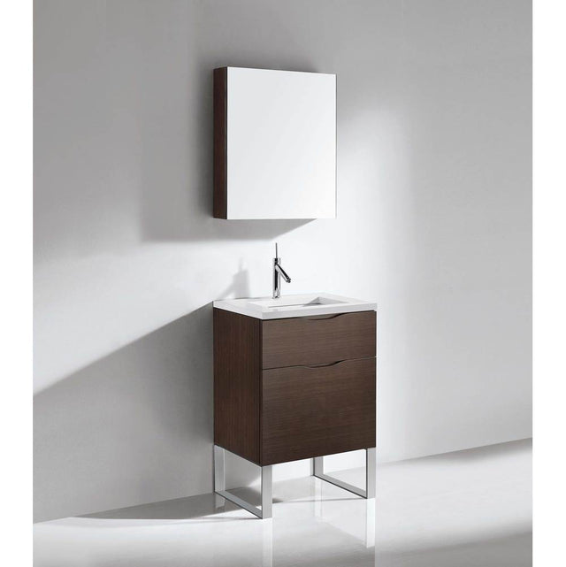 Madeli - Madeli Milano 24'' Free Standing Vanity Cabinet Walnut/HW: Brushed Nickel(BN) - Walnut With Brushed Nickel