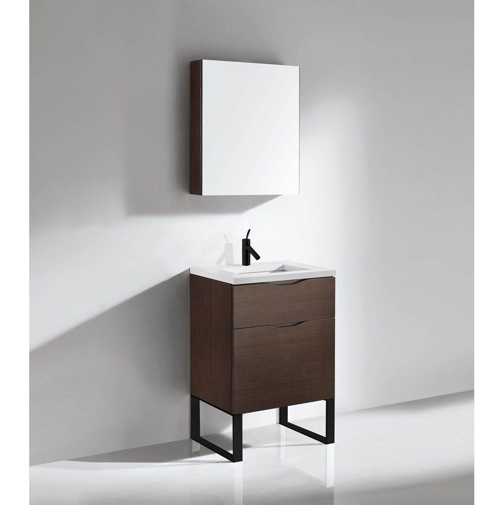 Madeli - Madeli Milano 24'' Free Standing Vanity Cabinet Walnut/HW: Matte Black(MB) - Walnut With Matte Black