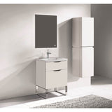 Madeli - Madeli Milano 24'' Free Standing Vanity Cabinet White/HW: Polished Nickel(PN) - White With Polished Nickel