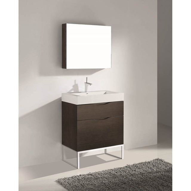 Madeli - Madeli Milano 30'' Free Standing Vanity Cabinet Walnut/HW: Brushed Nickel(BN) - Walnut With Brushed Nickel