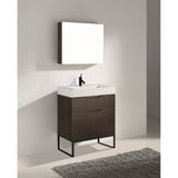 Madeli - Madeli Milano 30'' Free Standing Vanity Cabinet Walnut/HW: Matte Black(MB) - Walnut With Matte Black