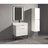 Madeli - Madeli Milano 30'' Free Standing Vanity Cabinet White/HW: Polished Nickel(PN) - White With Polished Nickel