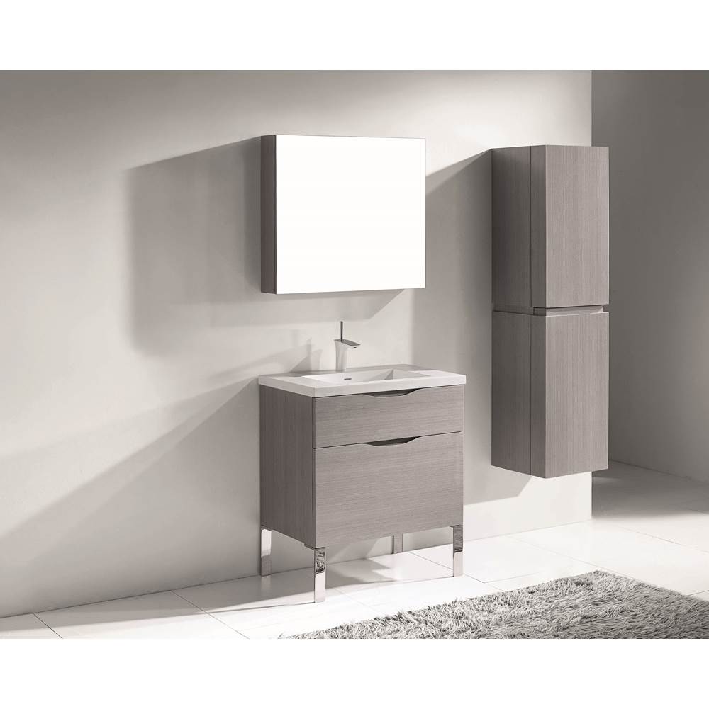 Madeli - Madeli Milano 30'' Free Standing Vanity Cabinet Ash Grey/HW: Brushed Nickel(BN) - Ash Gray With Brushed Nickel