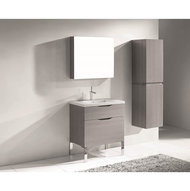 Madeli - Madeli Milano 30'' Free Standing Vanity Cabinet Ash Grey/HW: Matte Black(MB) - Ash Gray With Matte Black