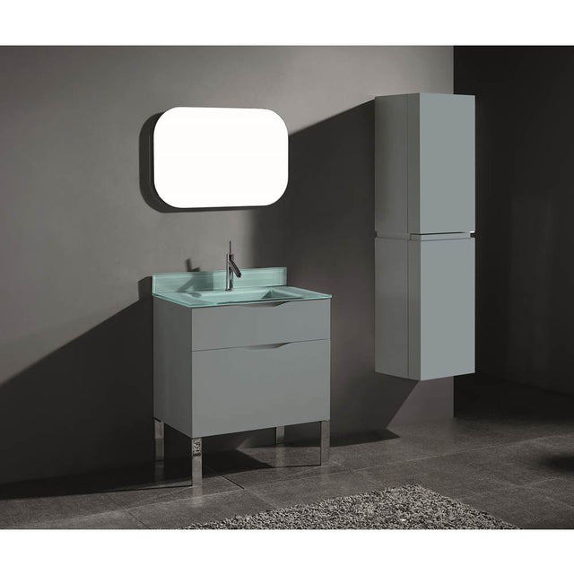 Madeli - Madeli Milano 30'' Free Standing Vanity Cabinet Studio Grey/HW: Polished Nickel(PN) - Studio Gray With Polished Nickel