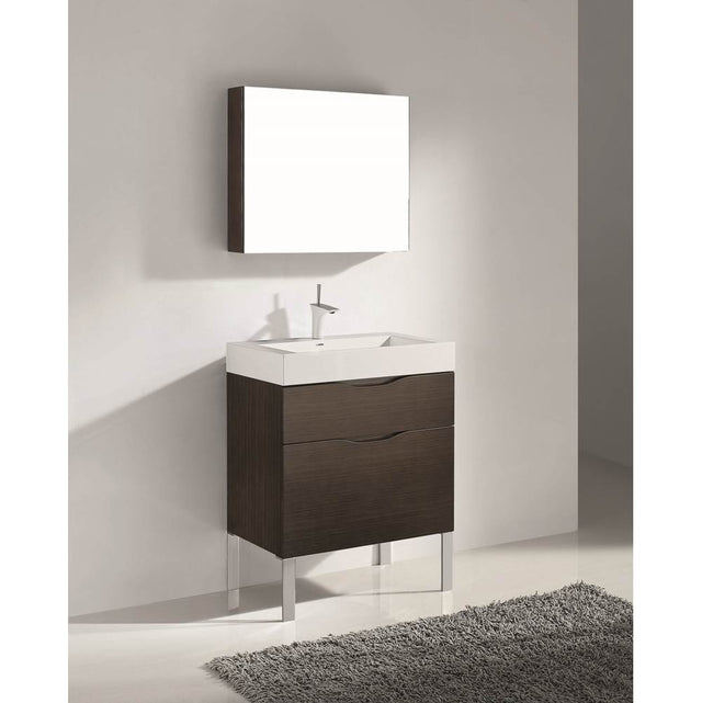 Madeli - Madeli Milano 30'' Free Standing Vanity Cabinet Walnut/HW: Satin Brass(SB) - Walnut With Satin Brass