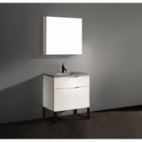 Madeli - Madeli Milano 30'' Free Standing Vanity Cabinet White/HW: Polished Chrome(PC) - White With Polished Chrome