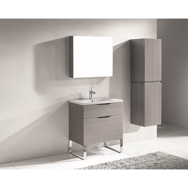 Madeli - Madeli Milano 30'' Free Standing Vanity Cabinet Ash Grey/HW: Matte Black(MB) - Ash Gray With Matte Black