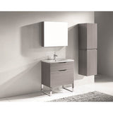 Madeli - Madeli Milano 30'' Free Standing Vanity Cabinet Ash Grey/HW: Polished Chrome(PC) - Ash Gray With Polished Chrome