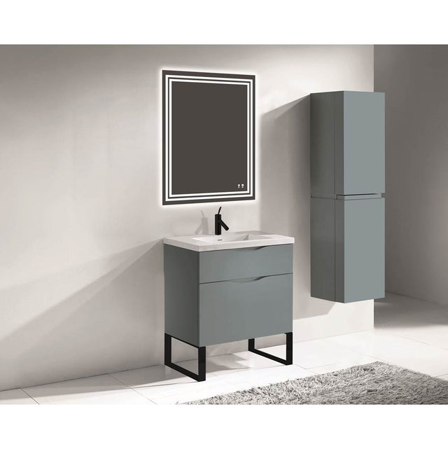 Madeli - Madeli Milano 30'' Free Standing Vanity Cabinet Studio Grey/HW: Matte Black(MB) - Studio Gray With Matte Black