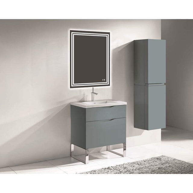 Madeli - Madeli Milano 30'' Free Standing Vanity Cabinet Studio Grey/HW: Polished Chrome(PC) - Studio Gray With Polished Chrome