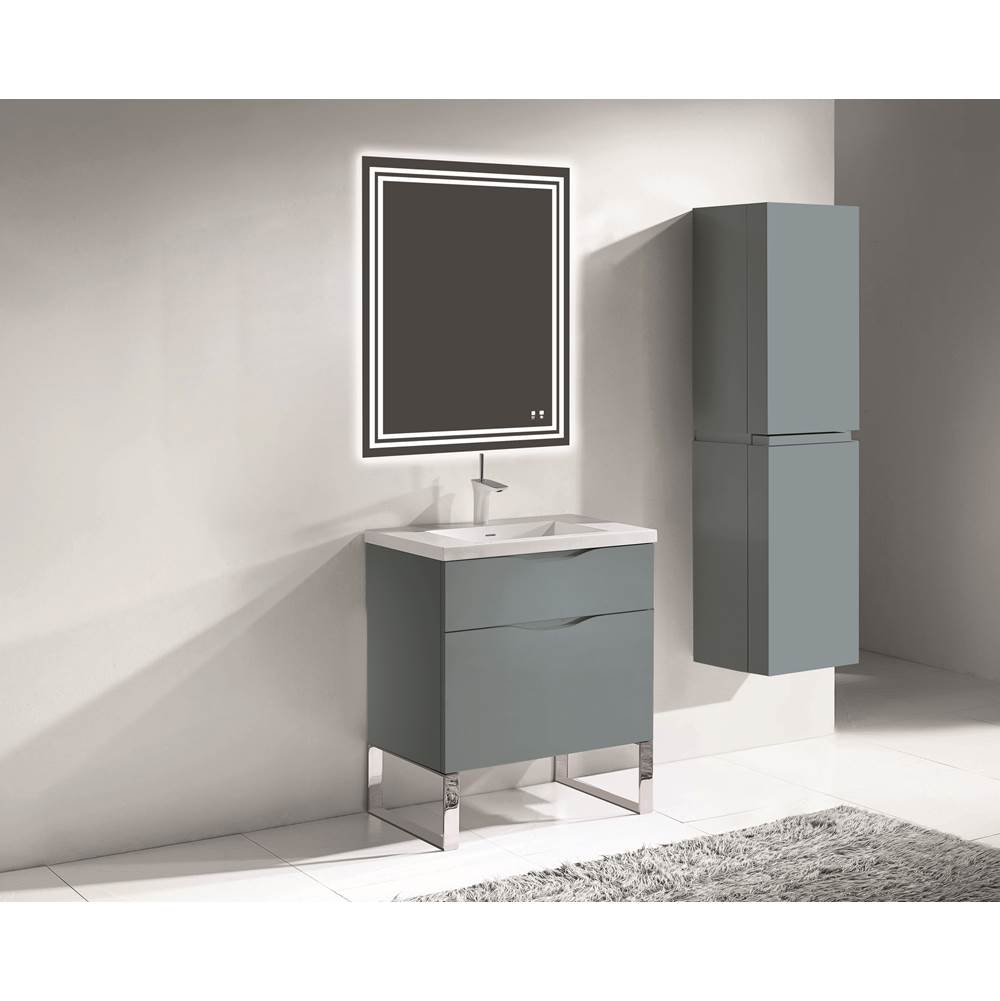 Madeli - Madeli Milano 30'' Free Standing Vanity Cabinet Studio Grey/HW: Polished Nickel(PN) - Studio Gray With Polished Nickel