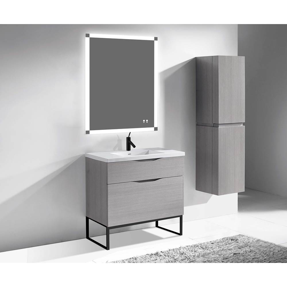 Madeli - Madeli Milano 36'' Free Standing Vanity Cabinet Ash Grey/HW: Matte Black(MB) - Ash Gray With Matte Black