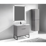 Madeli - Madeli Milano 36'' Free Standing Vanity Cabinet Ash Grey/HW: Matte Black(MB) - Ash Gray With Matte Black