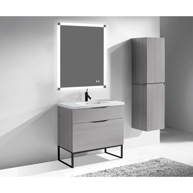 Madeli - Madeli Milano 36'' Free Standing Vanity Cabinet Ash Grey/HW: Matte Black(MB) - Ash Gray With Matte Black