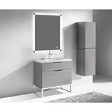 Madeli - Madeli Milano 36'' Free Standing Vanity Cabinet Ash Grey/HW: Polished Chrome(PC) - Ash Gray With Polished Chrome