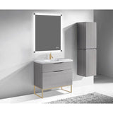 Madeli - Madeli Milano 36'' Free Standing Vanity Cabinet Ash Grey/HW: Satin Brass(SB) - Ash Gray With Satin Brass