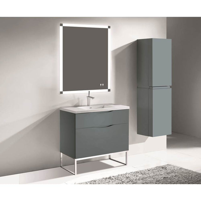 Madeli - Madeli Milano 36'' Free Standing Vanity Cabinet Studio Grey - Studio Gray With Satin Brass
