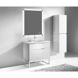 Madeli - Madeli Milano 36'' Free Standing Vanity Cabinet White/HW: Brushed Nickel(BN) - White With Brushed Nickel