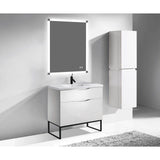 Madeli - Madeli Milano 36'' Free Standing Vanity Cabinet White/HW: Matte Black(MB) - White With Matte Black