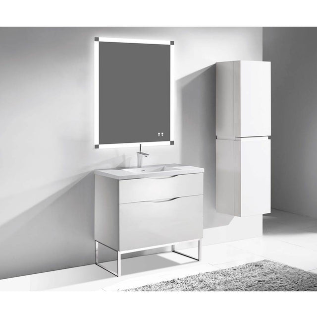 Madeli - Madeli Milano 36'' Free Standing Vanity Cabinet White/HW: Polished Chrome(PC) - White With Polished Chrome