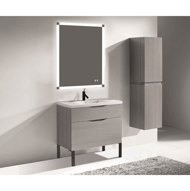 Madeli - Madeli Milano 36'' Free Standing Vanity Cabinet Ash Grey/HW: Matte Black(MB) - Ash Gray With Matte Black