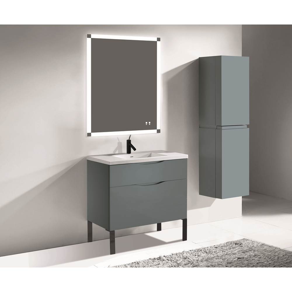 Madeli - Madeli Milano 36'' Free Standing Vanity Cabinet Studio Grey/HW: Matte Black(MB) - Studio Gray With Matte Black