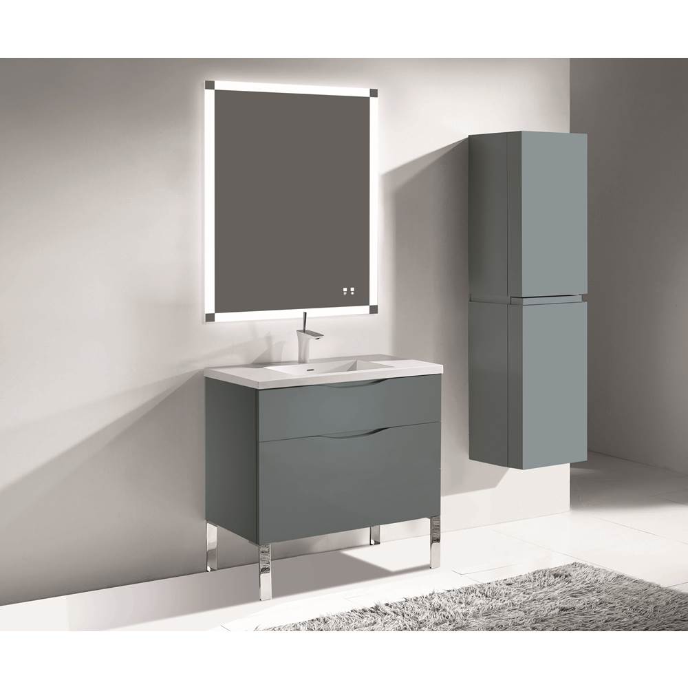 Madeli - Madeli Milano 36'' Free Standing Vanity Cabinet Studio Grey/HW: Polished Nickel(PN) - Studio Gray With Polished Nickel