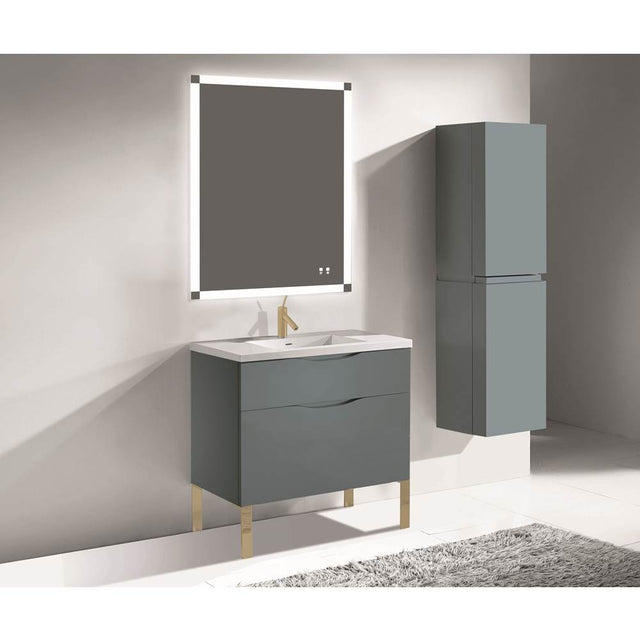 Madeli - Madeli Milano 36'' Free Standing Vanity Cabinet Studio Grey/HW: Satin Brass(SB) - Studio Gray With Satin Brass