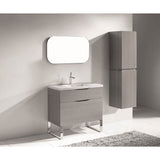 Madeli - Madeli Milano 36'' Free Standing Vanity Cabinet Ash Grey/HW: Satin Brass(SB) - Ash Gray With Satin Brass