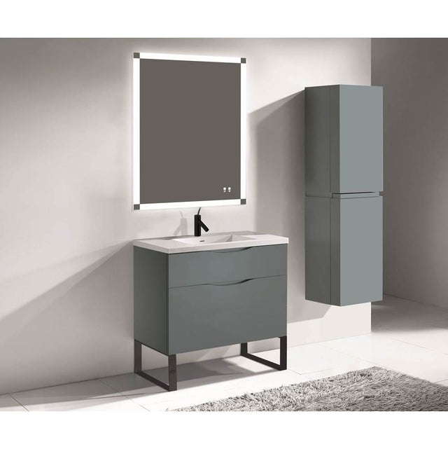 Madeli - Madeli Milano 36'' Free Standing Vanity Cabinet Studio Grey/HW: Matte Black(MB) - Studio Gray With Matte Black