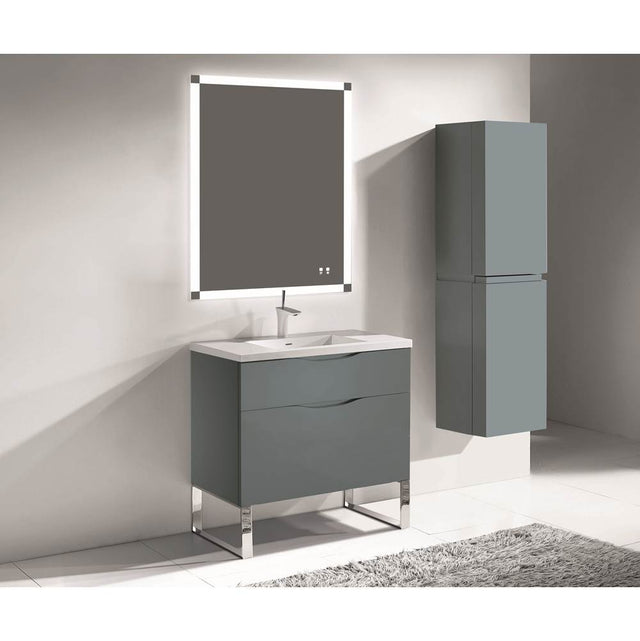 Madeli - Madeli Milano 36'' Free Standing Vanity Cabinet Studio Grey/HW: Polished Chrome(PC) - Studio Gray With Polished Chrome