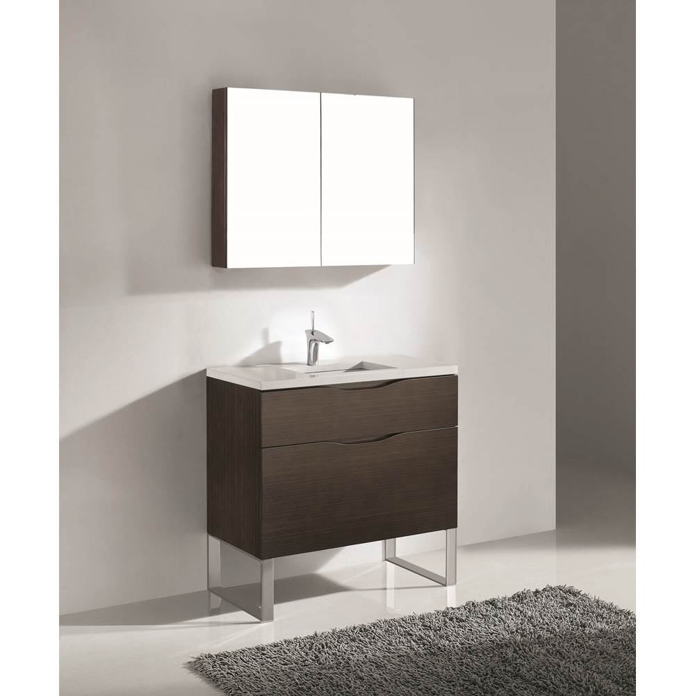 Madeli - Madeli Milano 36'' Free Standing Vanity Cabinet Walnut/HW: Polished Chrome(PC) - Walnut With Polished Chrome