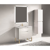 Madeli - Madeli Milano 36'' Free Standing Vanity Cabinet White/HW: Polished Nickel(PN) - White With Polished Nickel