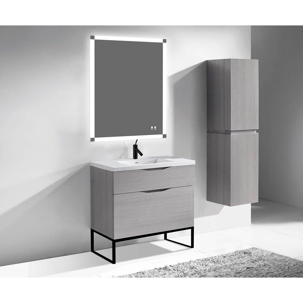 Madeli - Madeli Milano 42'' Free Standing Vanity Cabinet Ash Grey/HW: Matte Black(MB) - Ash Gray With Matte Black