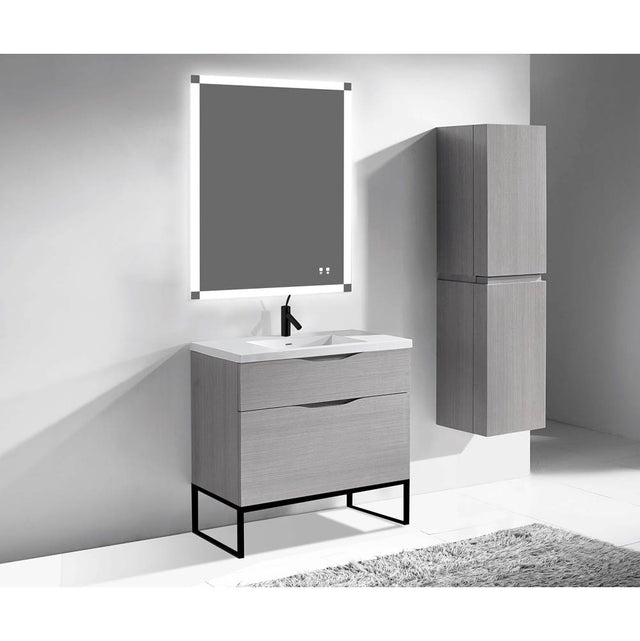 Madeli - Madeli Milano 42'' Free Standing Vanity Cabinet Ash Grey/HW: Matte Black(MB) - Ash Gray With Matte Black