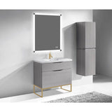 Madeli - Madeli Milano 42'' Free Standing Vanity Cabinet Ash Grey/HW: Satin Brass(SB) - Ash Gray With Satin Brass