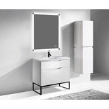Madeli - Madeli Milano 42'' Free Standing Vanity Cabinet White/HW: Matte Black(MB) - White With Matte Black