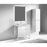 Madeli - Madeli Milano 42'' Free Standing Vanity Cabinet White/HW: Polished Chrome(PC) - White With Polished Chrome