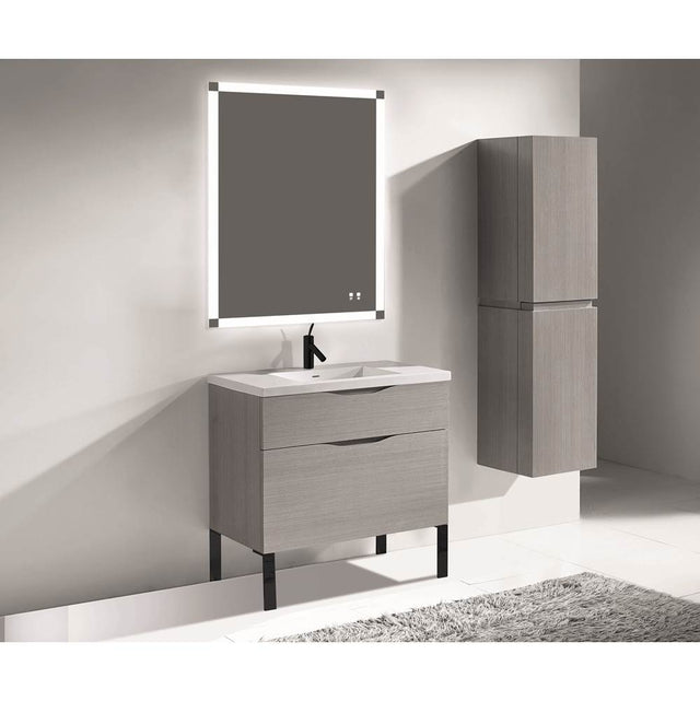 Madeli - Madeli Milano 42'' Free Standing Vanity Cabinet Ash Grey/HW: Matte Black(MB) - Ash Gray With Matte Black