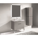 Madeli - Madeli Milano 42'' Free Standing Vanity Cabinet Ash Grey/HW: Polished Chrome(PC) - Ash Gray With Polished Chrome