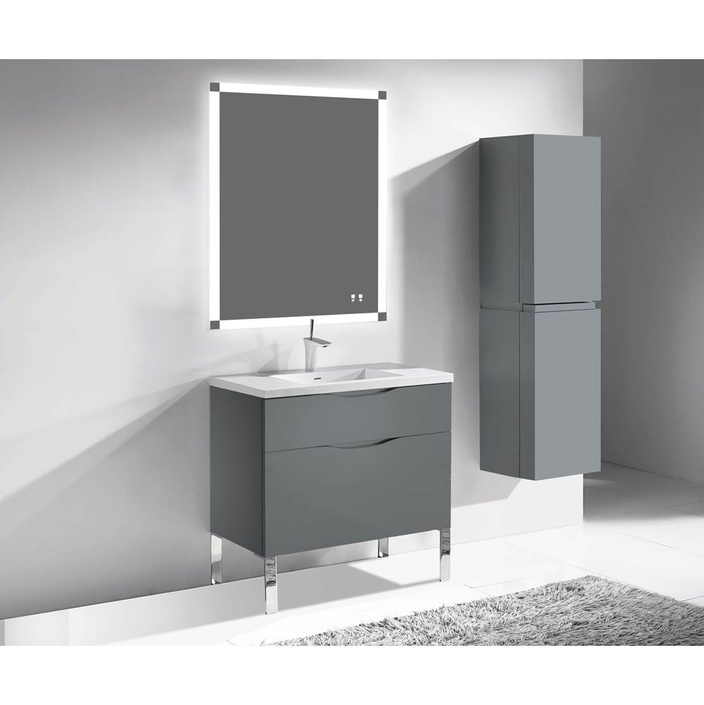 Madeli - Madeli Milano 42'' Free Standing Vanity Cabinet Studio Grey/HW: Polished Nickel(PN) - Studio Gray With Polished Nickel
